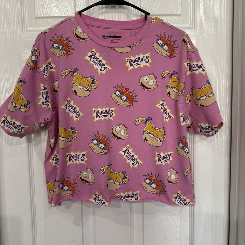 nickelodeon rugrats t-shirt 100%‎ cotton crop top Pink women's size XL